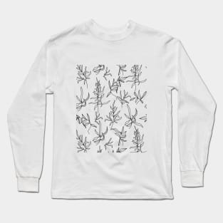 Various linear branch of leaves. Line art. Long Sleeve T-Shirt
